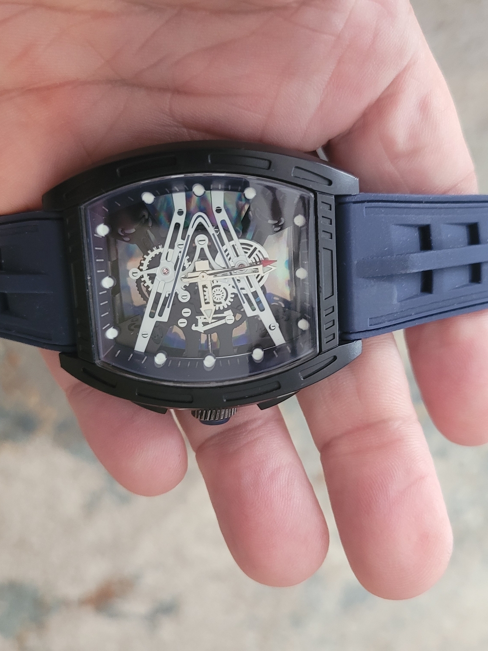 Black and Blue Skeleton Sport Watch - Unbranded